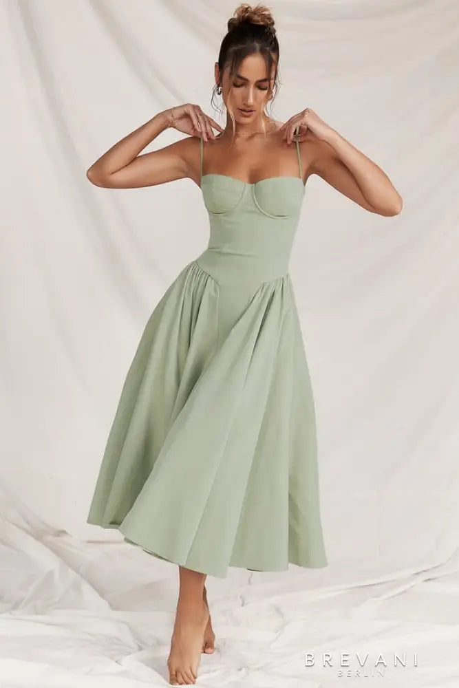 Caroline - Sleeveless Corset Midi Dress Attractive Fit