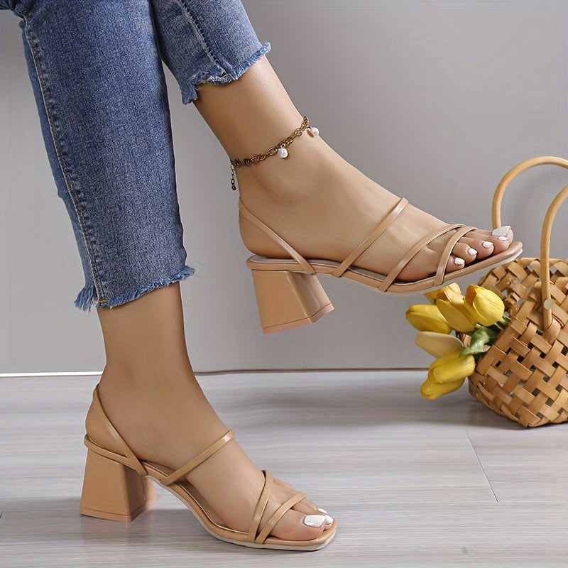 Women's Chunky Nude Heels | Sandals
