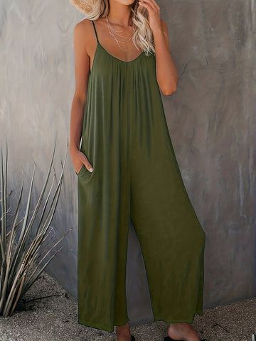 Women's Casual Sleeveless Jumpsuit with Pockets | Summer Overall