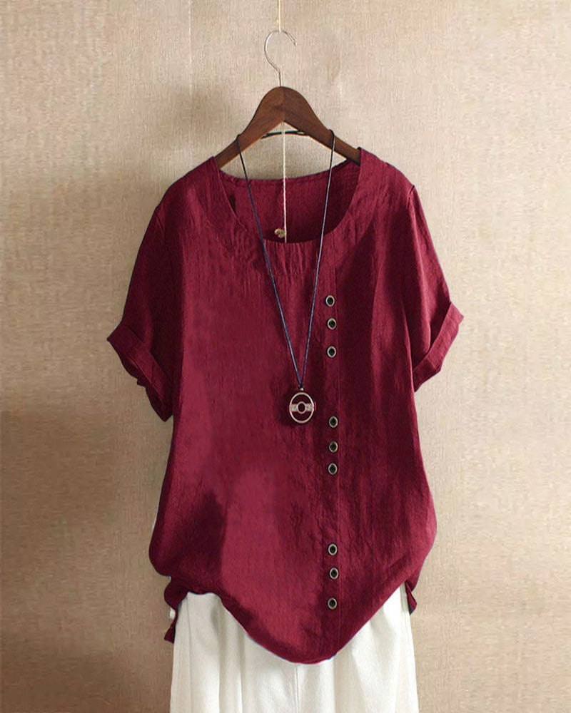 Women's Short-Sleeved Summer Blouse | Round Neck