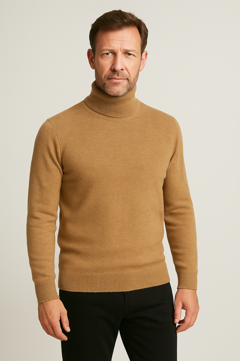 Men's Wool Blend Turtleneck Sweater – Classic Fit Winter Pullover