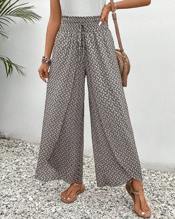 Women's High-Waisted Summer Pants | Geometric Print