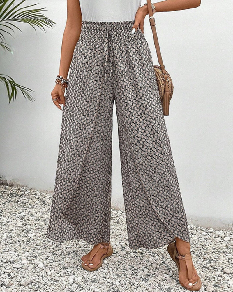 Women's High-Waisted Summer Pants | Geometric Print
