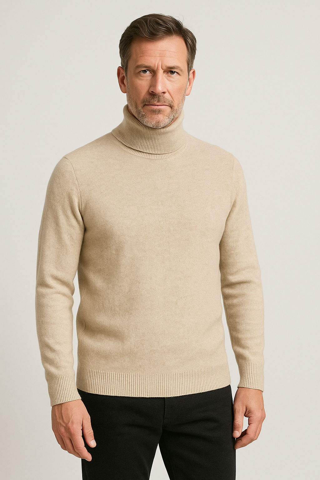Men's Wool Blend Turtleneck Sweater – Classic Fit Winter Pullover