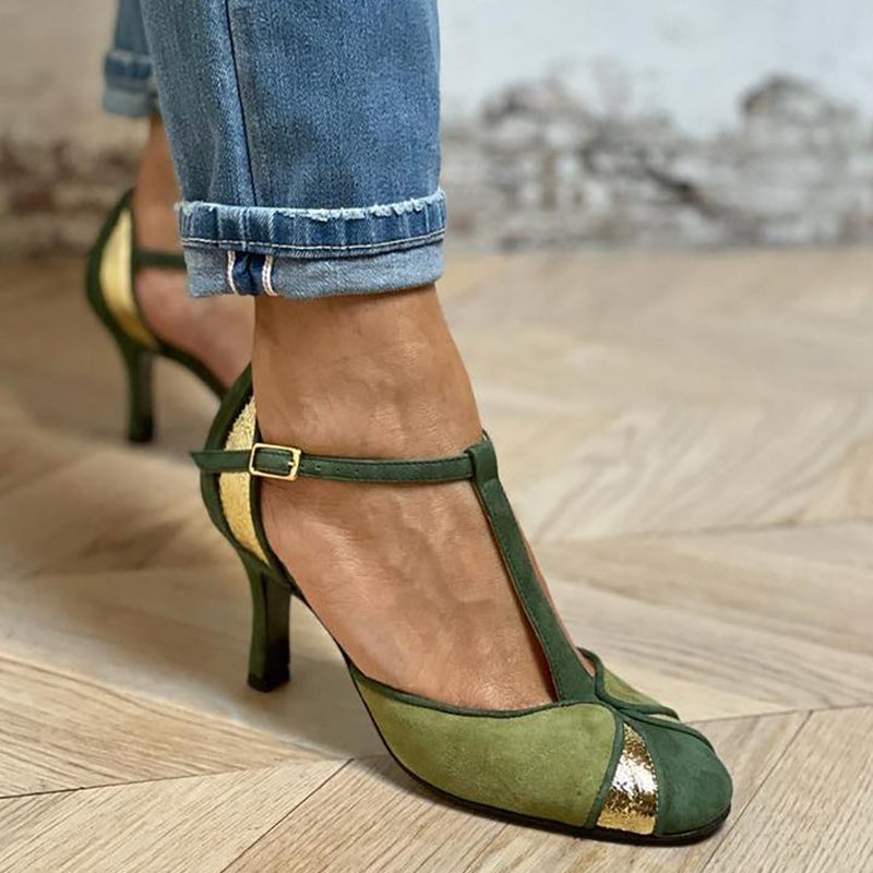 Women's Green Gold Heel | Strap