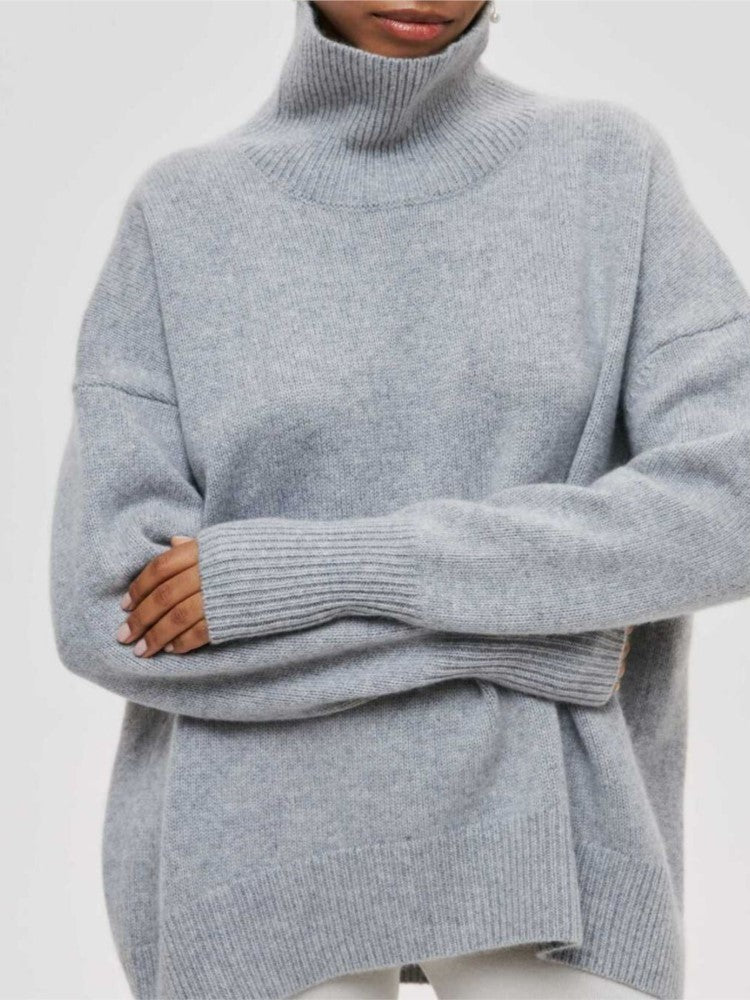 Oversized Ribbed Turtleneck Sweater for Women