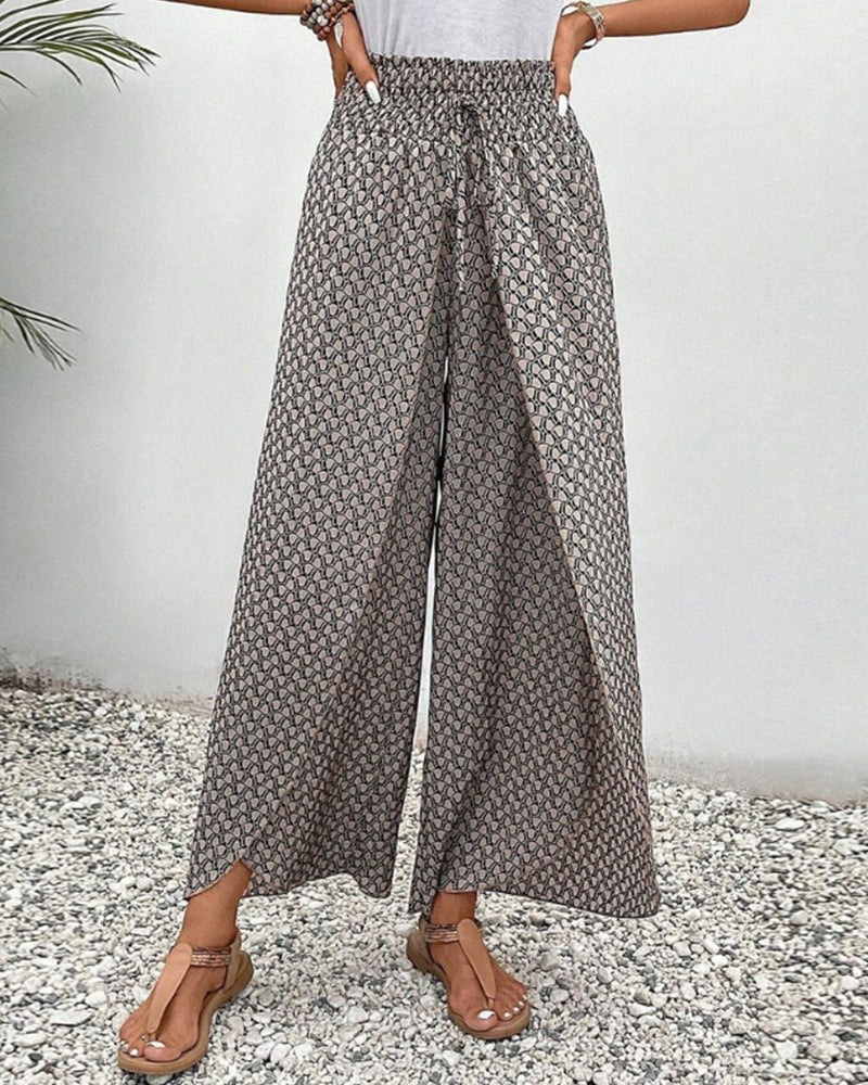 Women's High-Waisted Summer Pants | Geometric Print
