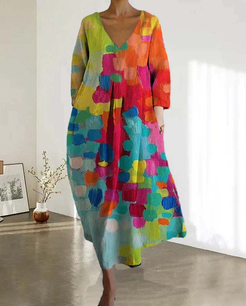 Women's Printed Multicolored Dress | Midi