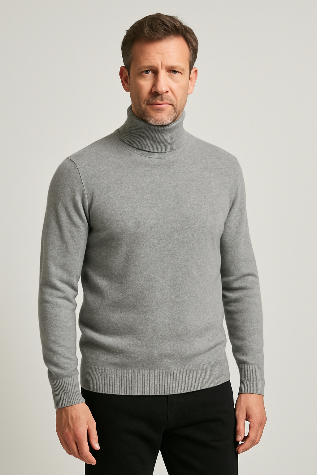 Men's Wool Blend Turtleneck Sweater – Classic Fit Winter Pullover