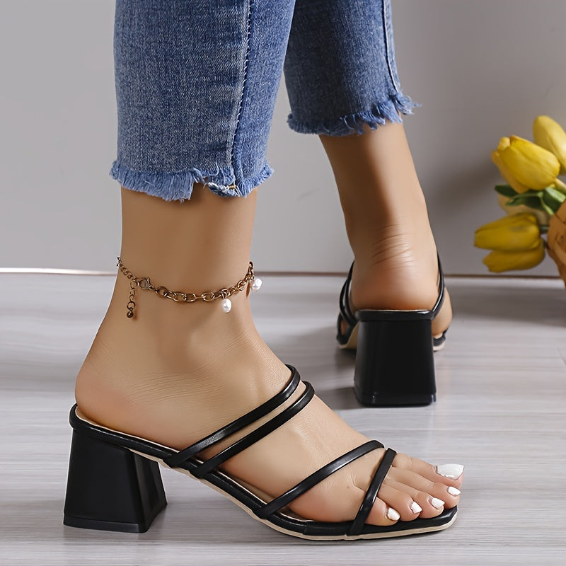 Women's Chunky Nude Heels | Sandals