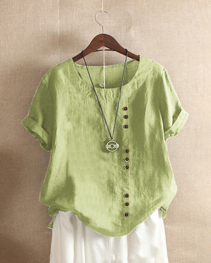 Women's Short-Sleeved Summer Blouse | Round Neck