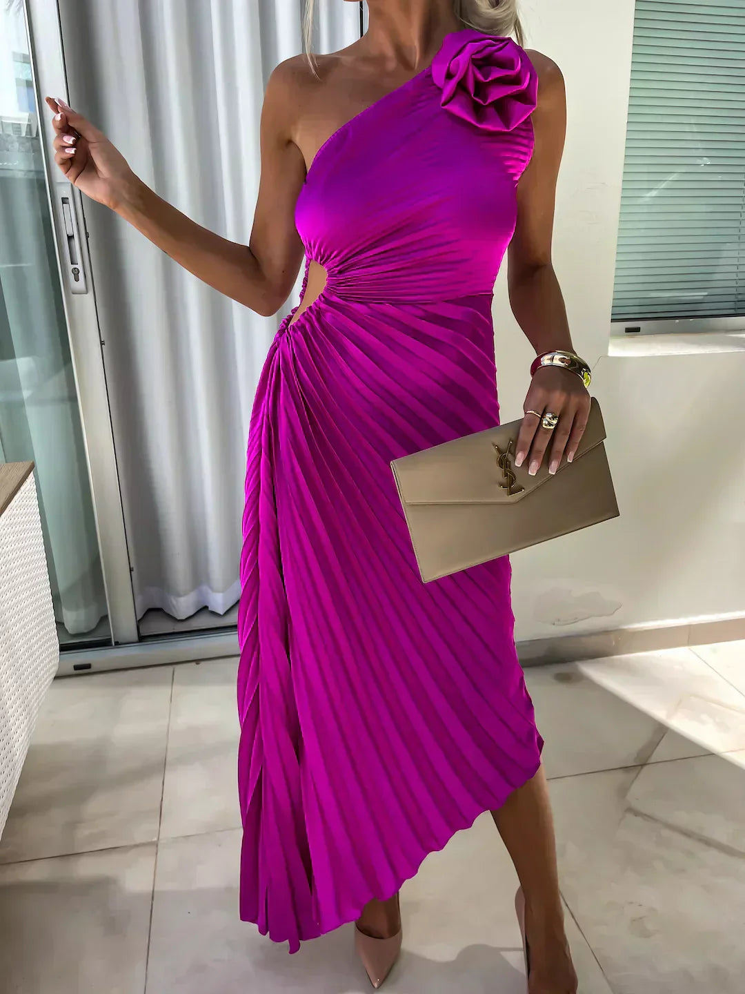 Women's One Shoulder Formal Dress | Midi