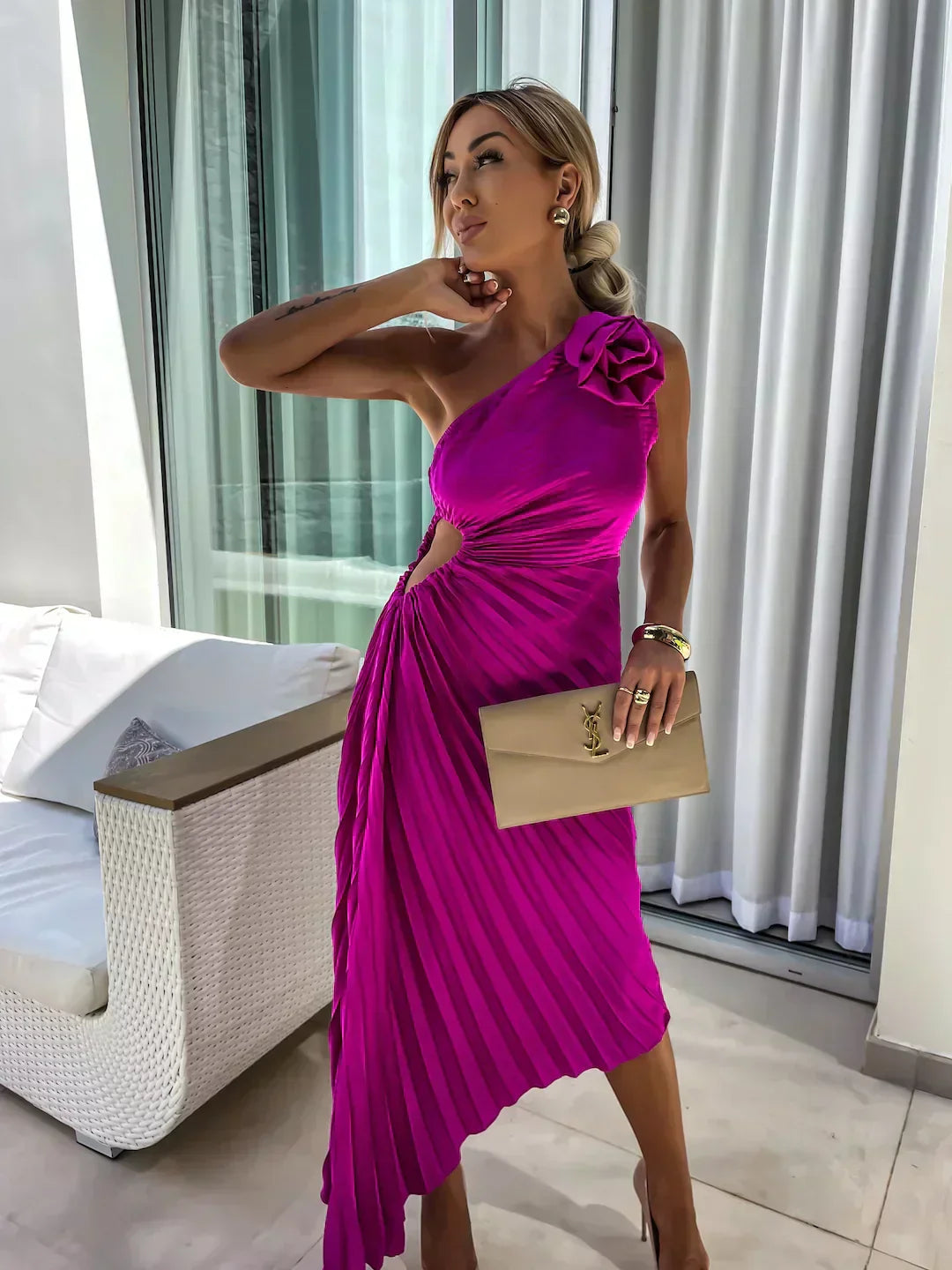 Women's One Shoulder Formal Dress | Midi