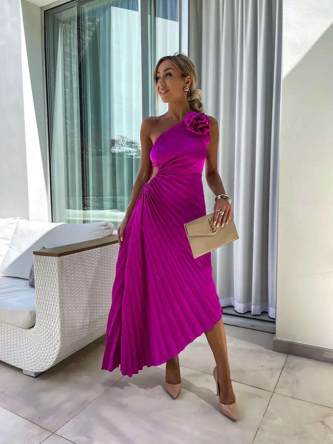 Women's One Shoulder Formal Dress | Midi