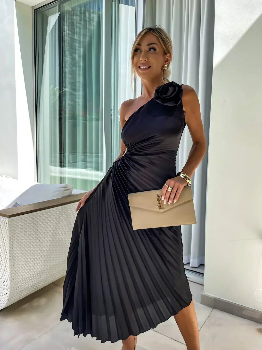 Women's One Shoulder Formal Dress | Midi