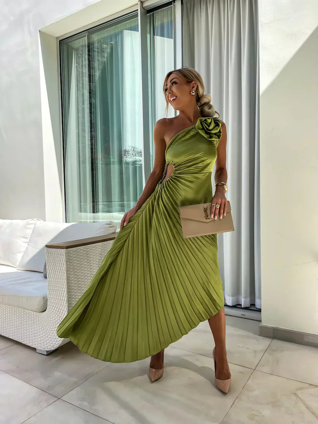 Women's One Shoulder Formal Dress | Midi