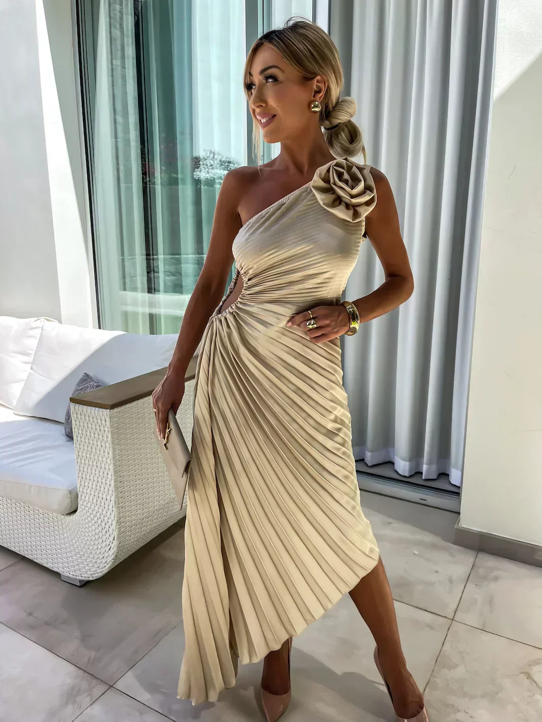 Women's One Shoulder Formal Dress | Midi