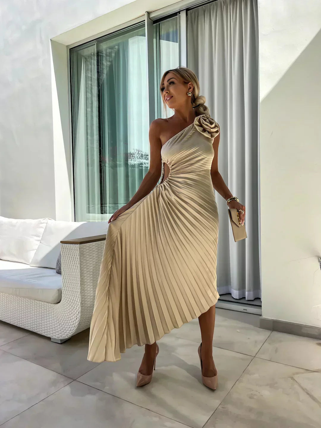 Women's One Shoulder Formal Dress | Midi