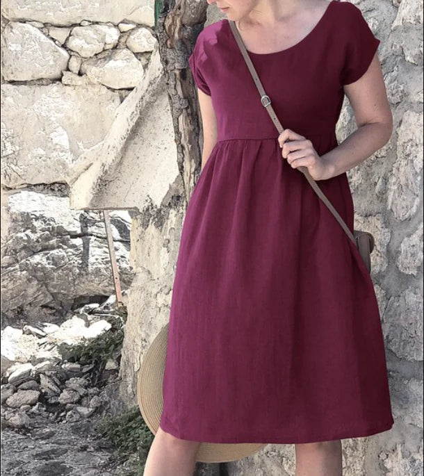 Stylish Summer Dress with Short Sleeves for Women | Midi