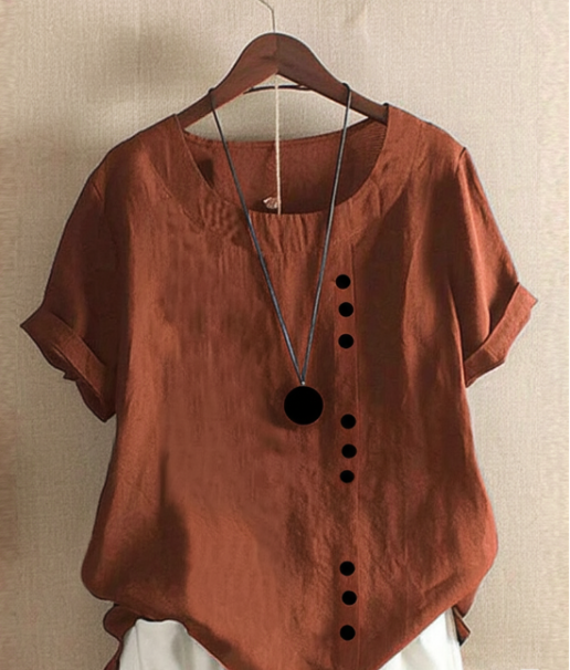 Women's Short-Sleeved Summer Blouse | Round Neck
