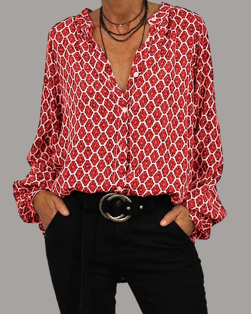 Alexandra | Relaxed V-Neck Midi Shirt