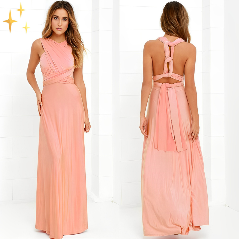 Backless Wrap-Style Bridesmaid Dress for Women | Maxi