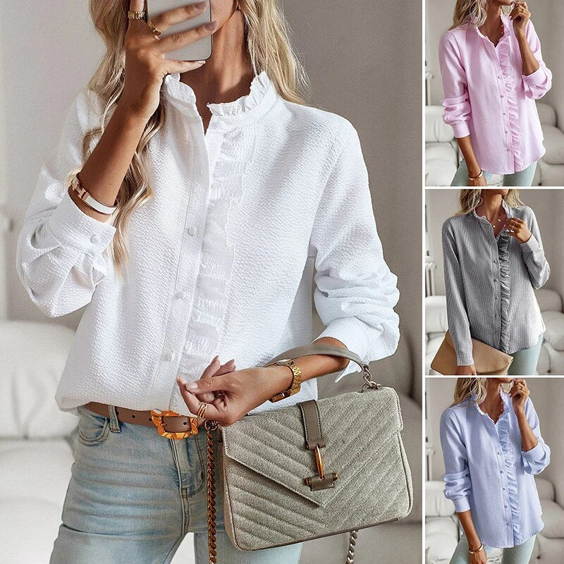 Ashley | Ruffle Long Sleeve Shirt