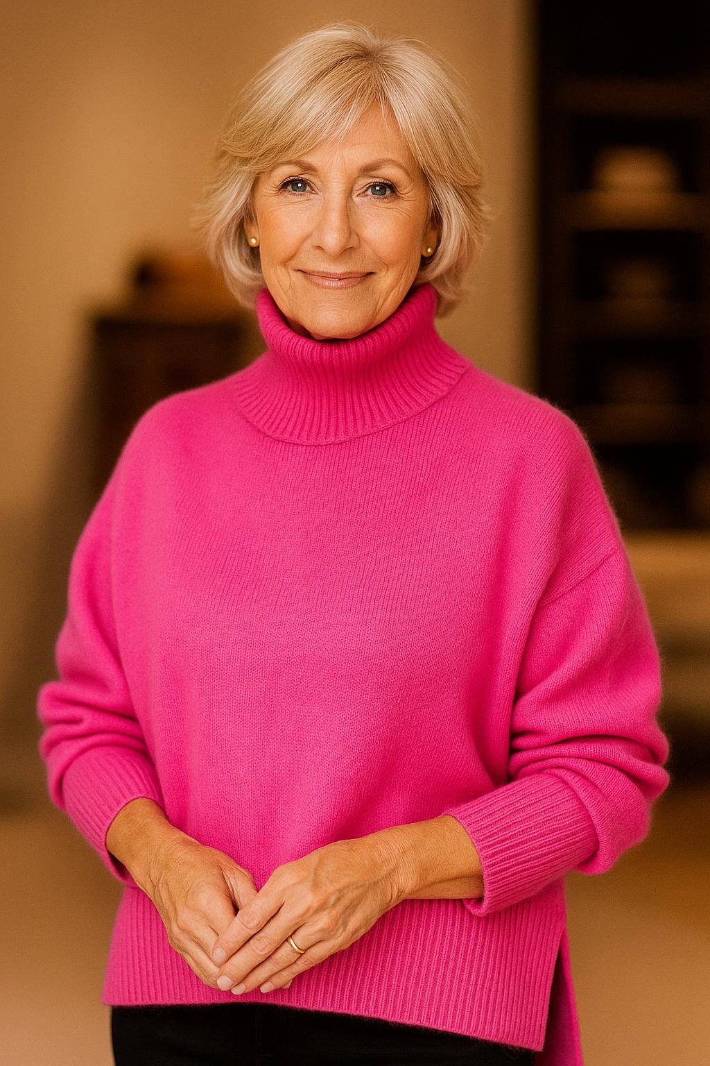 Oversized Ribbed Turtleneck Sweater for Women