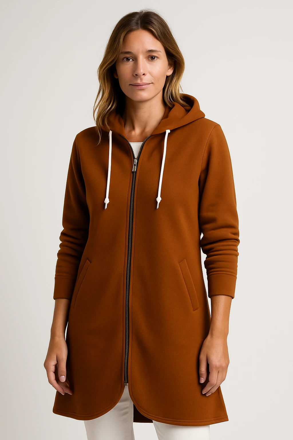 Women Autumn Casual Zip-Up Hoodie Coat with Relaxed Fit and Adjustable Hood - Image 10