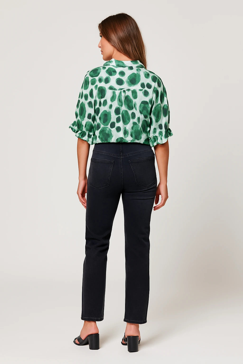 Women Day-to-Evening Blouse with Modern Fit – Abstract Pleated Design and Ruffled Sleeves - Image 3