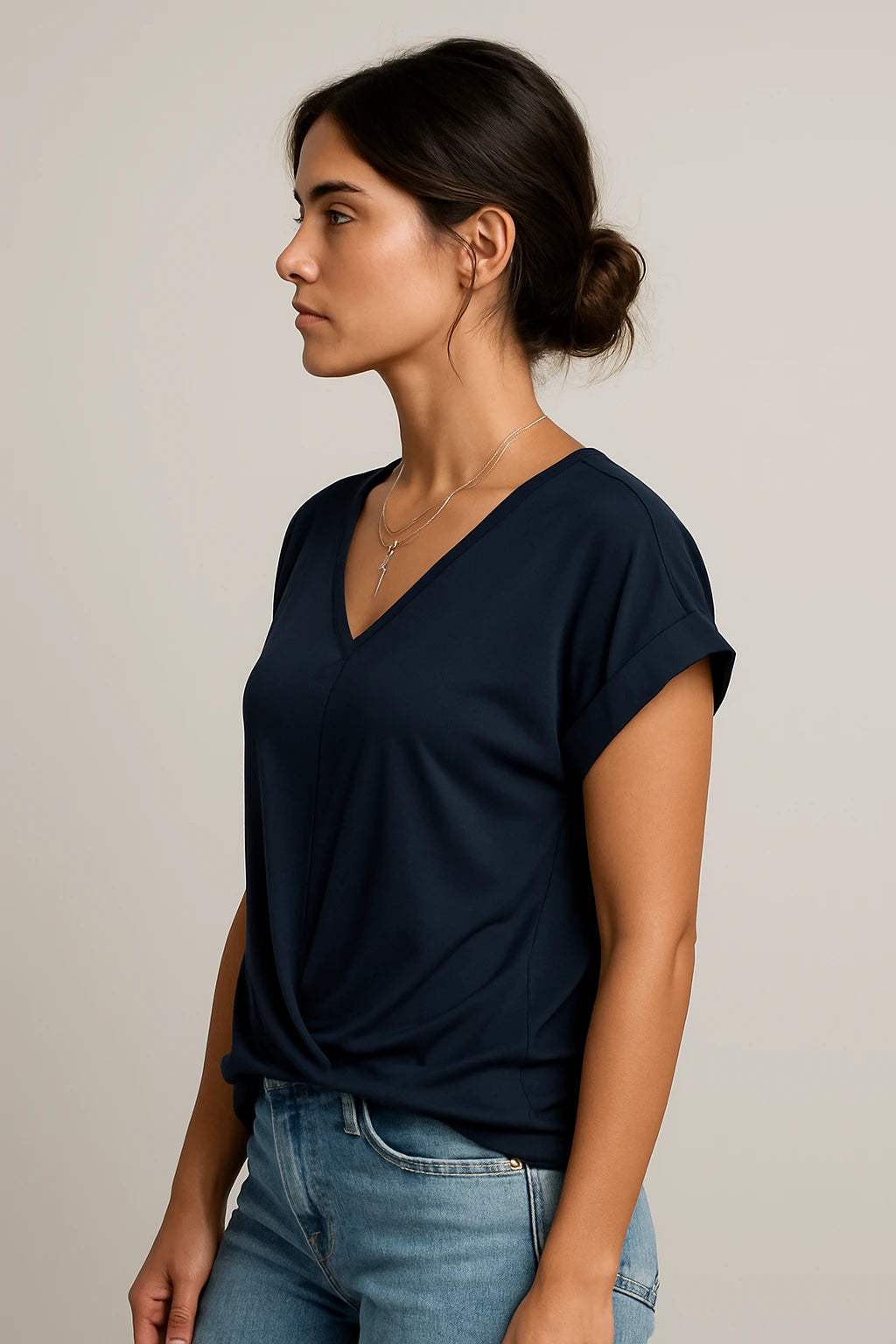 Women's V-Neck Slim Fit Top – Flattering Stretch Fabric
