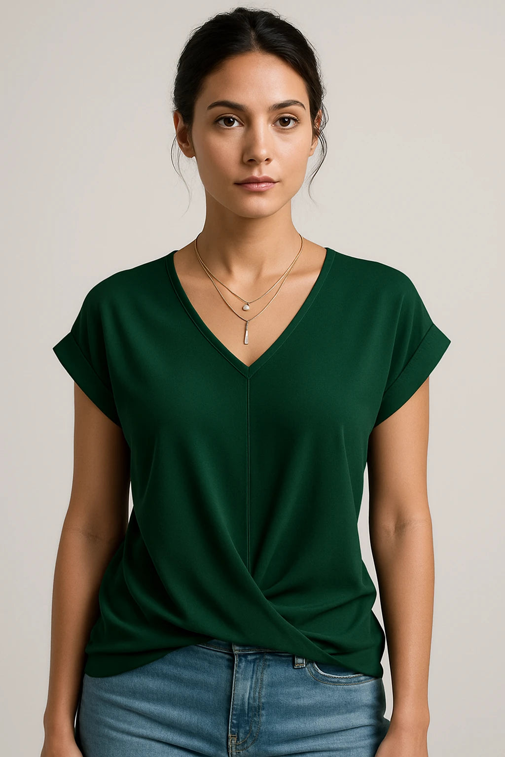 Women's V-Neck Slim Fit Top – Flattering Stretch Fabric