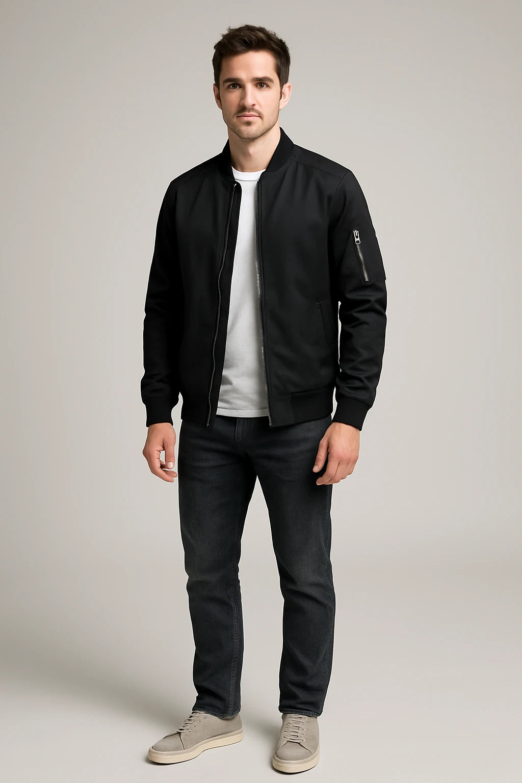 Men's Casual Bomber Jacket – Lightweight Zip-Up Outerwear