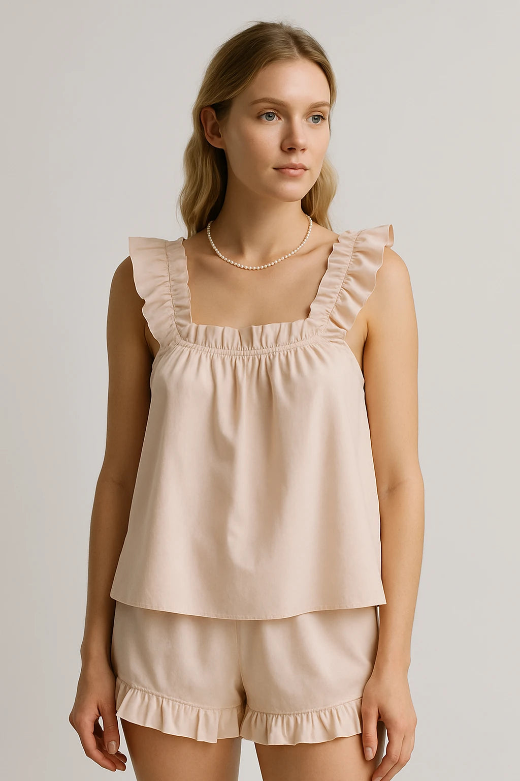 Ruffled Sleeveless Lounge Set for Women
