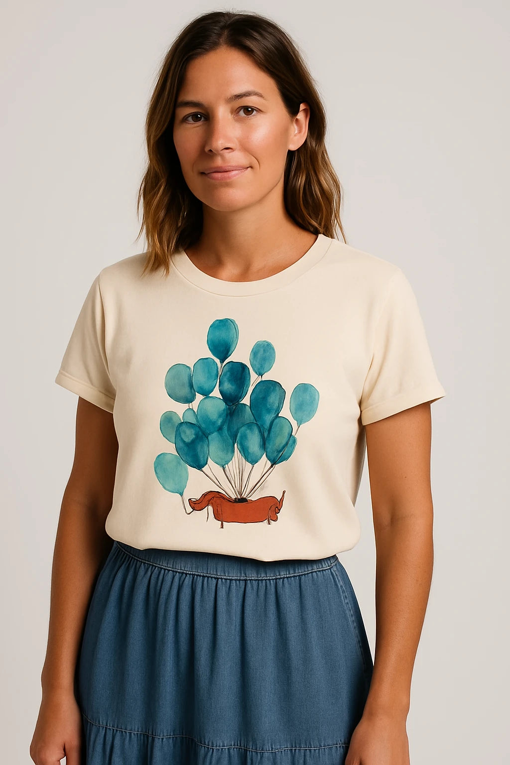 Women Casual Graphic T-Shirt for Dog Lovers – Relaxed Fit with Playful Dachshund Design - Image 10