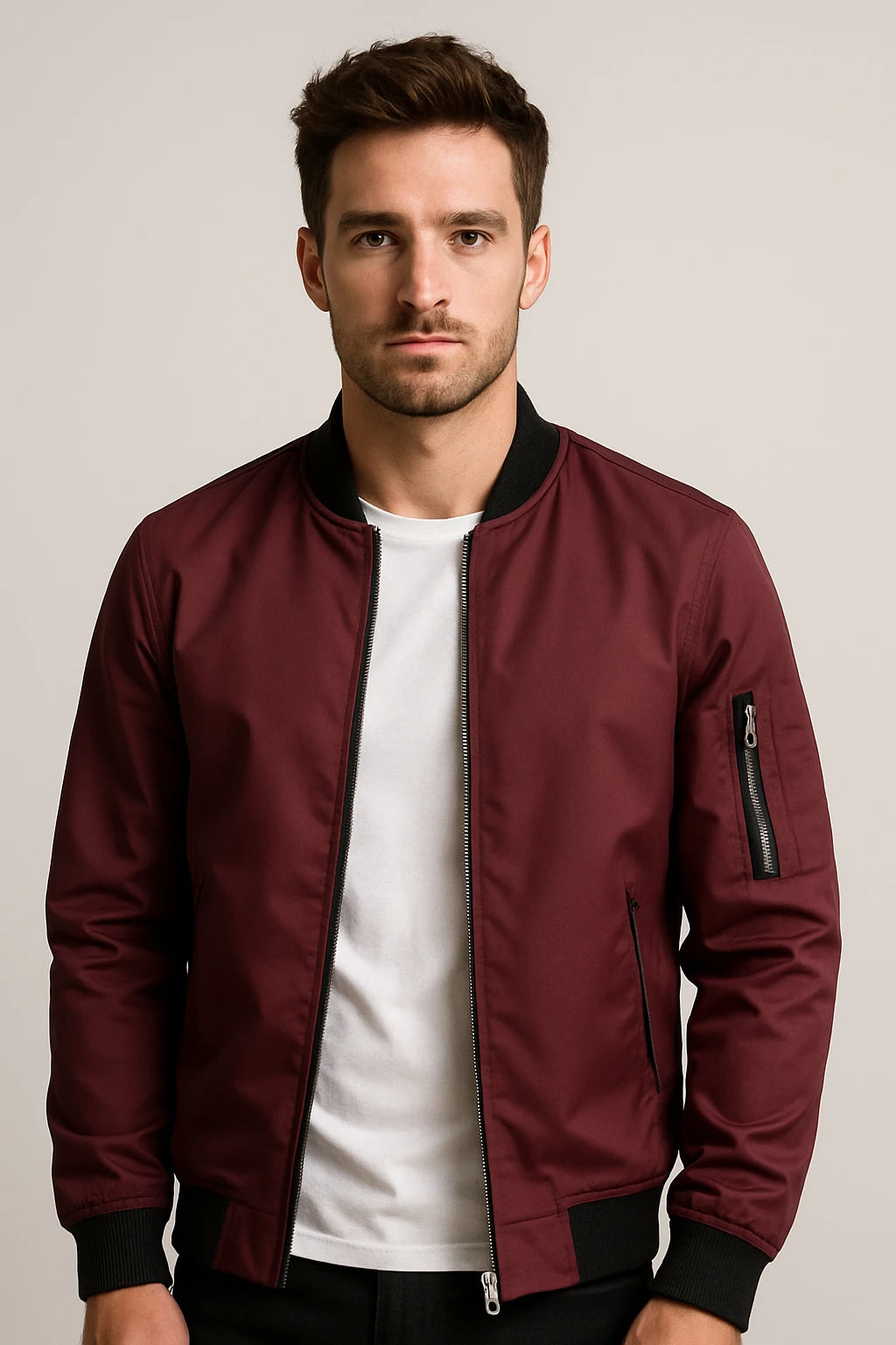 Men's Casual Bomber Jacket – Lightweight Zip-Up Outerwear