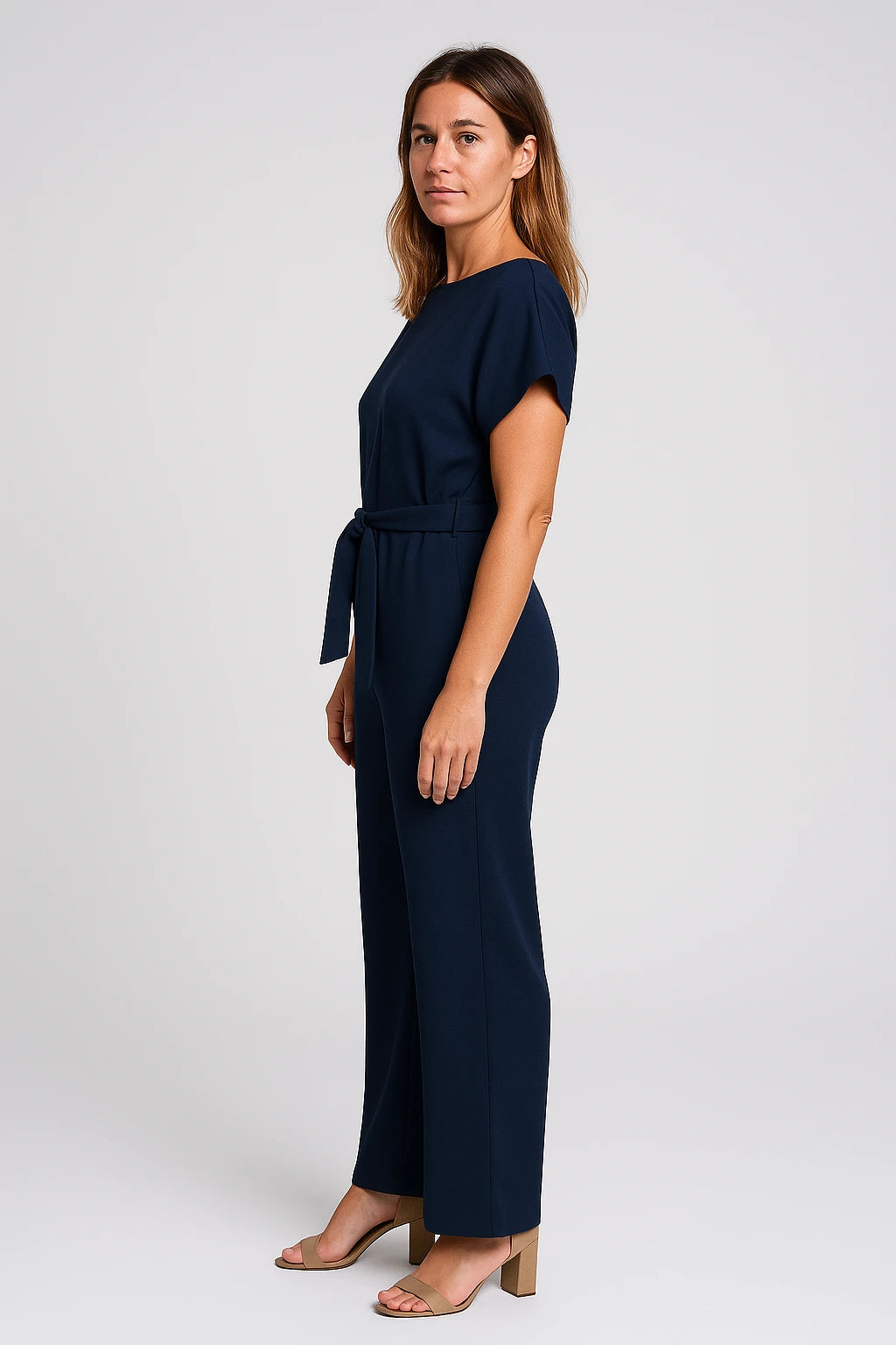 Women's Summer Jumpsuit with Flattering Waistband – Relaxed Fit and Short Sleeves - Image 1