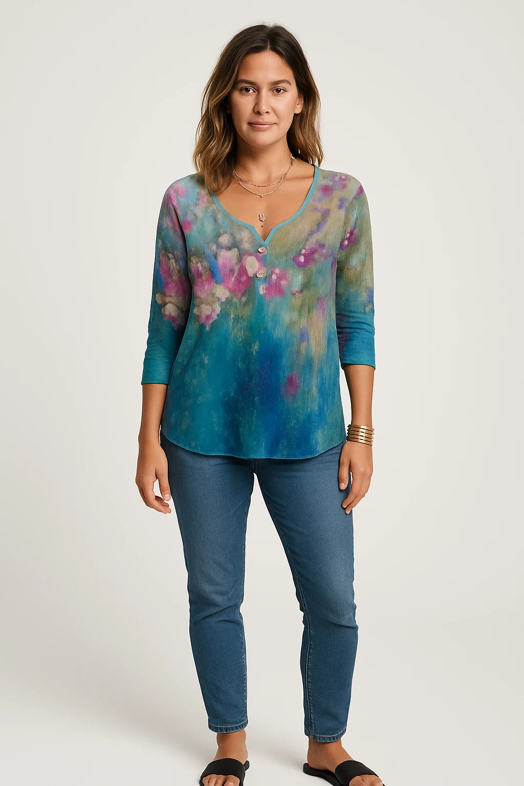 Womens Spring Long Sleeve Floral Tee with Relaxed Fit and Lightweight Comfort - Image 4