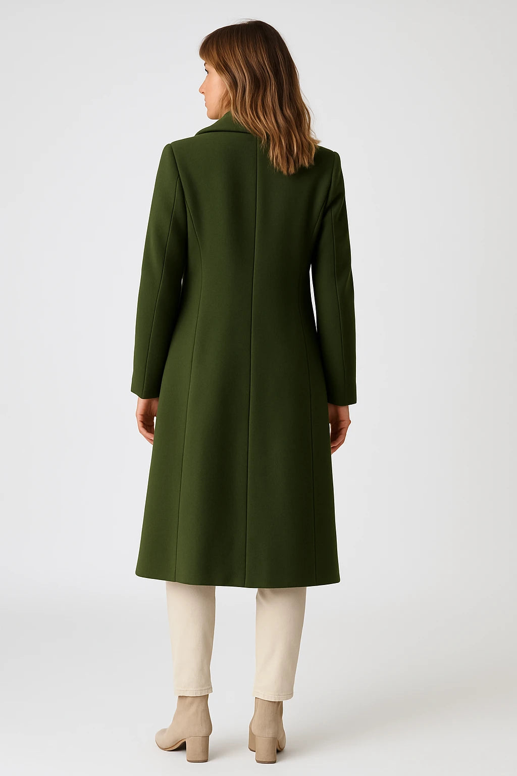Women Winter Classic Double-Breasted Coat with Tailored Fit and Functional Side Pockets - Image 3