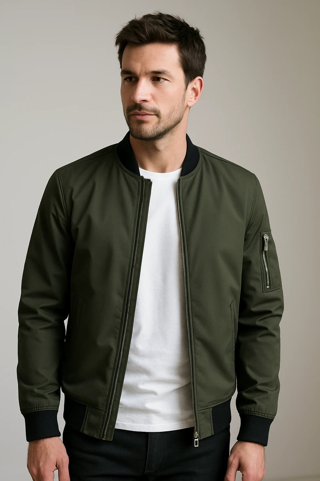Men's Casual Bomber Jacket – Lightweight Zip-Up Outerwear
