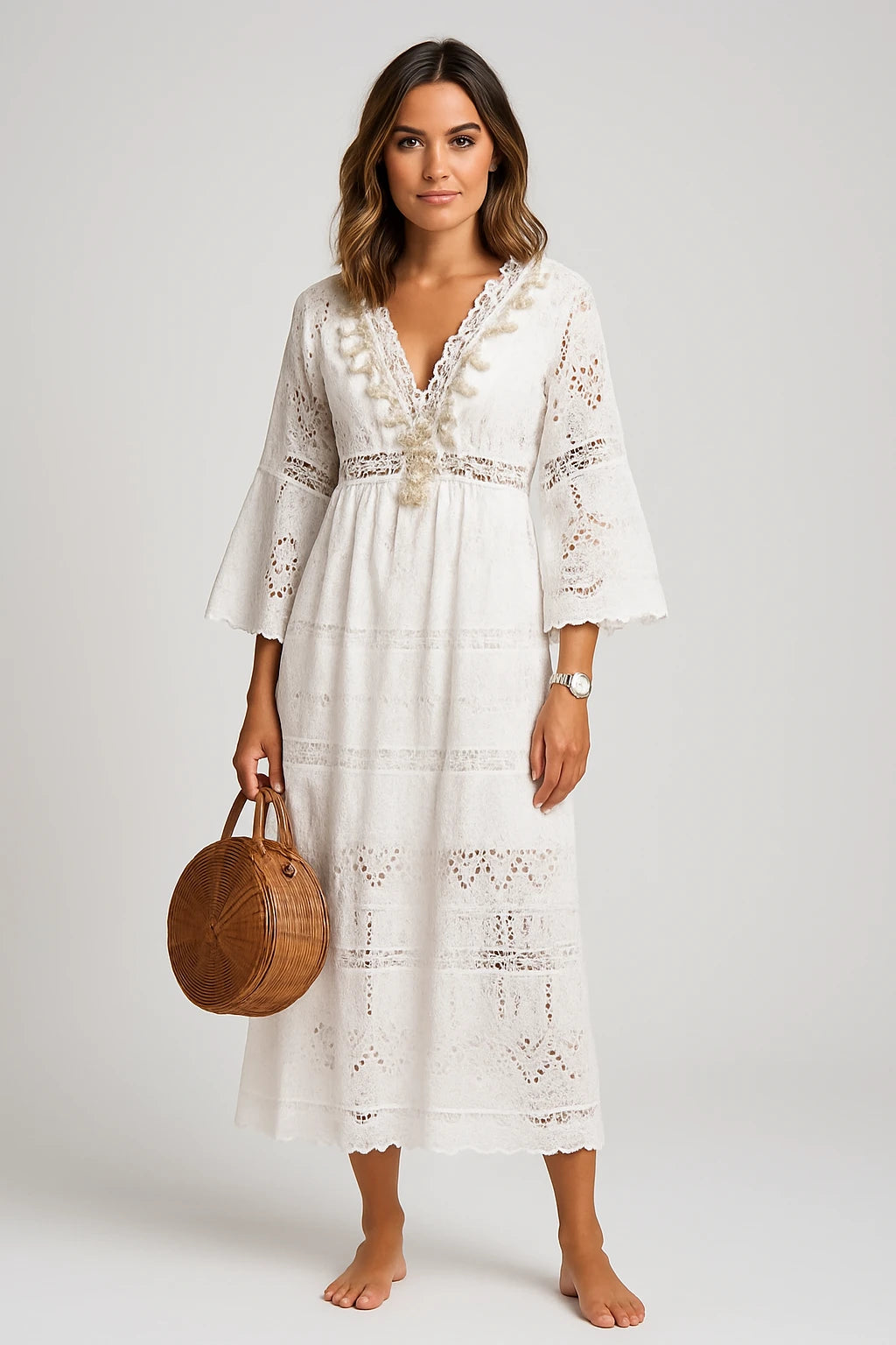 Womens Spring Floral Dress with Short Sleeves – Figure-Flattering Design – Effortless Elegance - Image 4