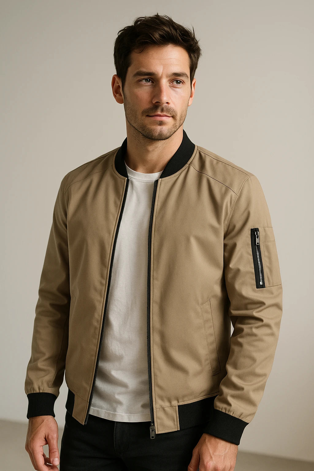 Men's Casual Bomber Jacket – Lightweight Zip-Up Outerwear
