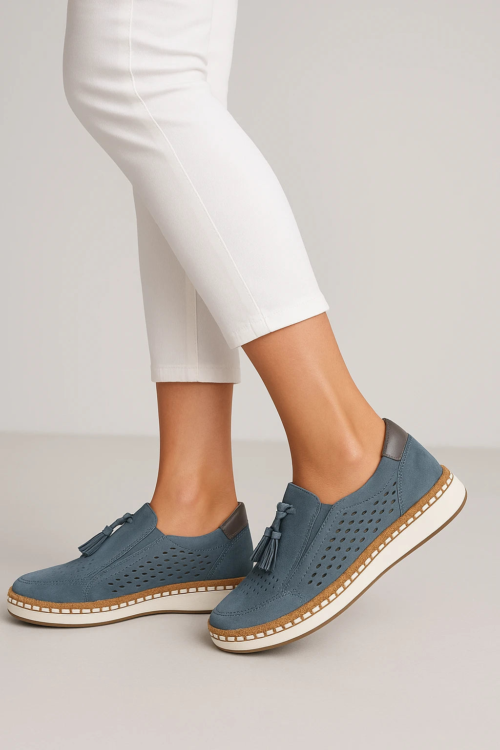 Perforated Lace-Up Casual Sneakers for Women