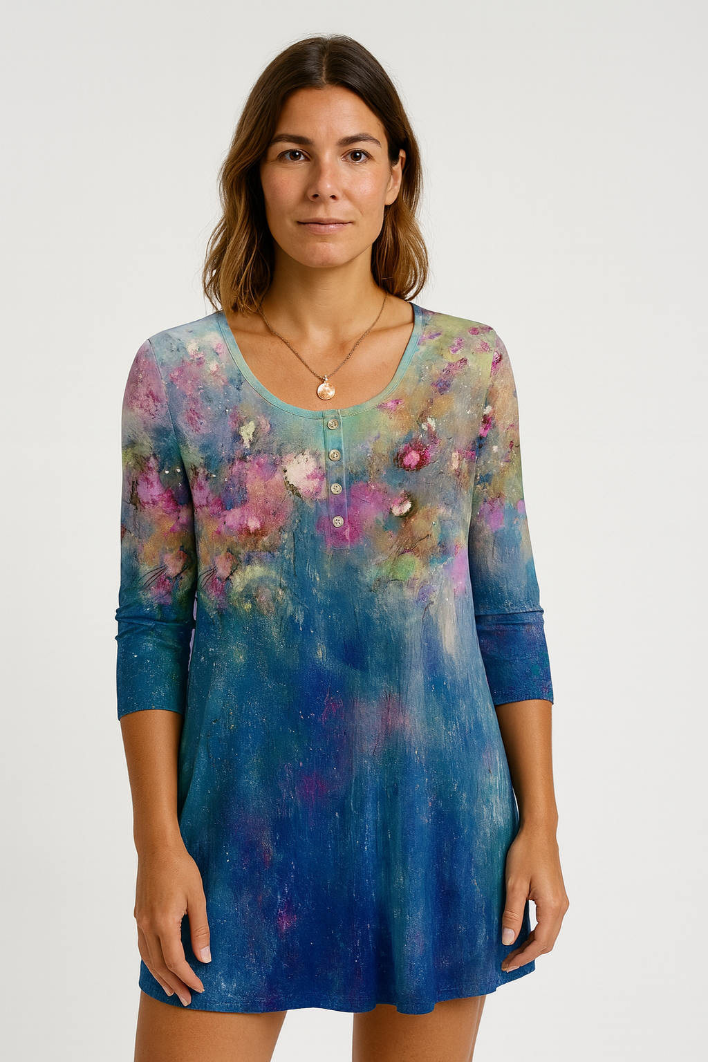 Womens Spring Long Sleeve Floral Tee with Relaxed Fit and Lightweight Comfort - Image 1