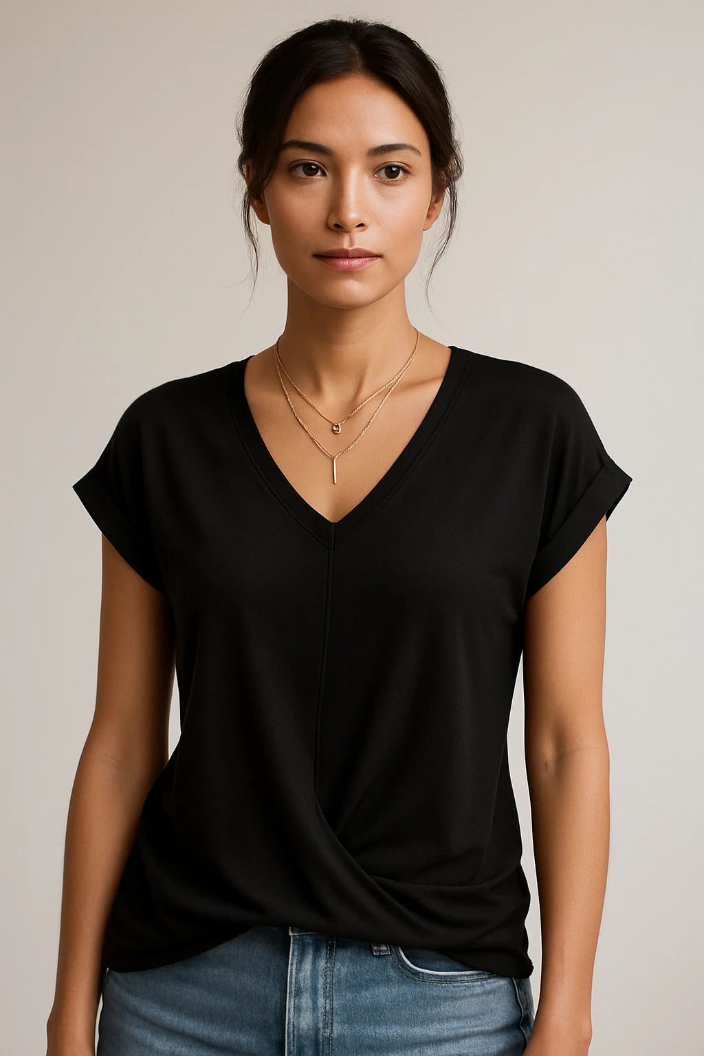 Women's V-Neck Slim Fit Top – Flattering Stretch Fabric