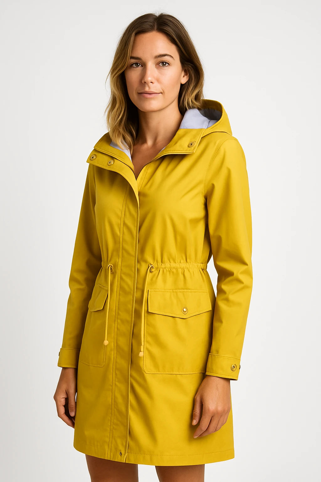 Women Autumn Utility Hooded Coat with Adjustable Drawstring Waist and Detachable Hood - Image 5