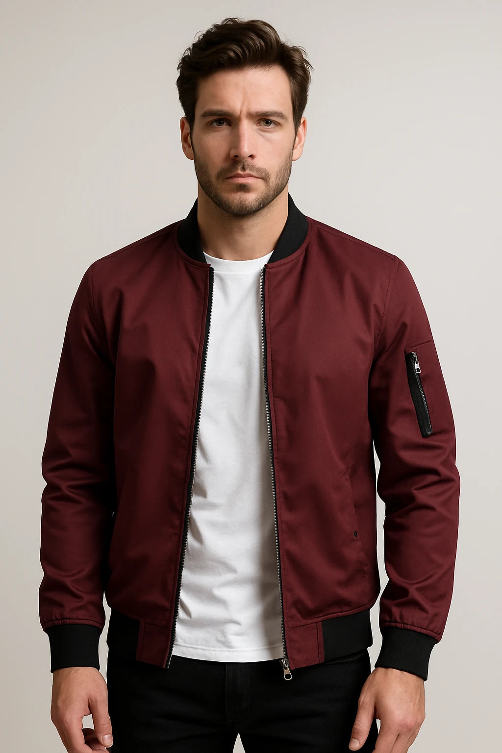 Men's Casual Bomber Jacket – Lightweight Zip-Up Outerwear