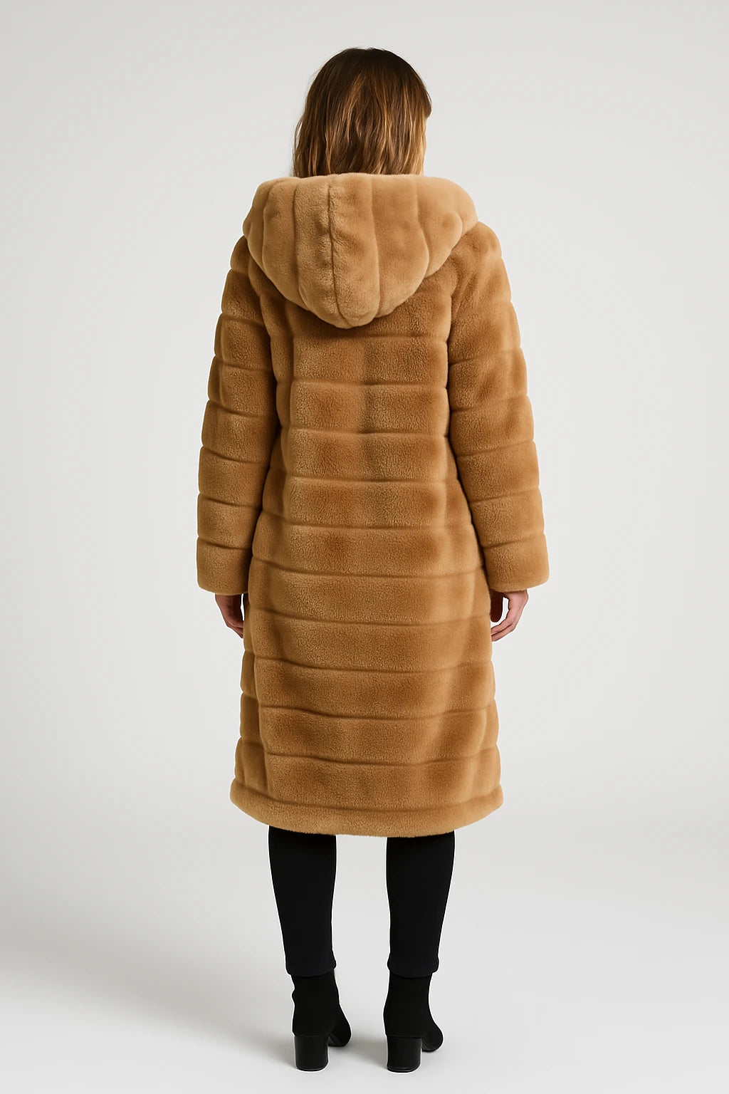 Womens Winter Faux Fur Coat with Oversized Hood and Relaxed Fit - Image 2
