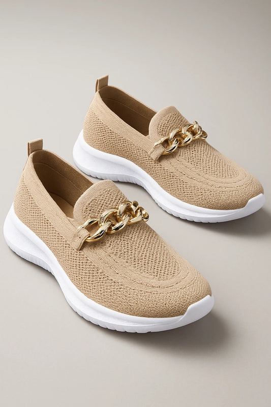 Womens All-Season Slip-Ons with Orthopedic Support and Elegant Golden Chain Detail - Image 4
