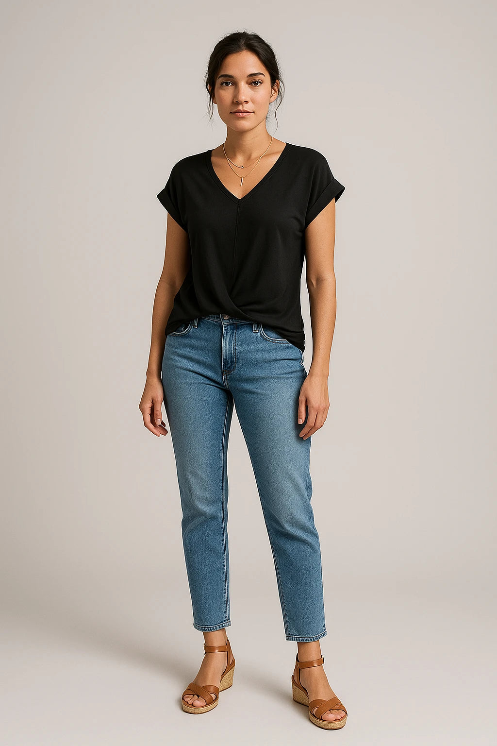 Women's V-Neck Slim Fit Top – Flattering Stretch Fabric